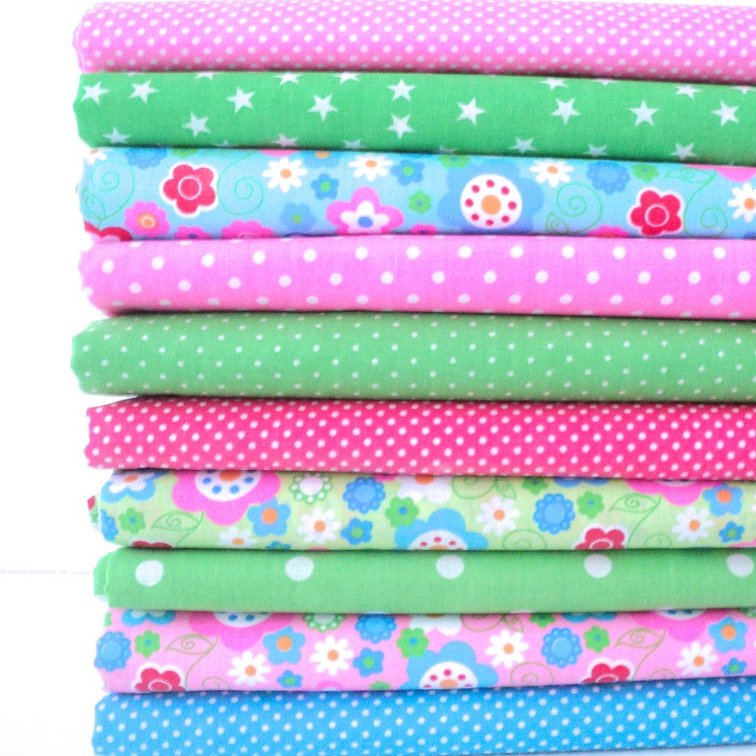 REMNANTS 10 HALF METRE BUNDLES POLY COTTON FABRIC florals dots stripes vintage eBay